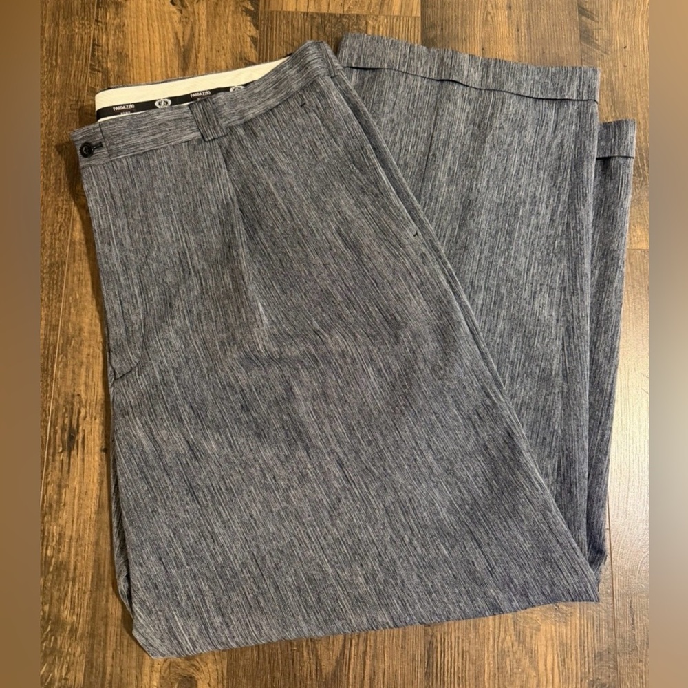 VTG Pardazzio Uomo Pants Mens 46x34 Gray Baggy Cuffed Pleated Wide